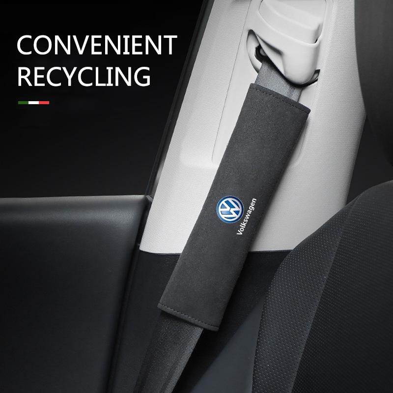 Suede Car Seat Belt Shoulder Cover Breathable Protection Safety SeatBelt Pad For Volkswagen VW RLine Golf Amarok ID3 Tiguan GTI zq9
