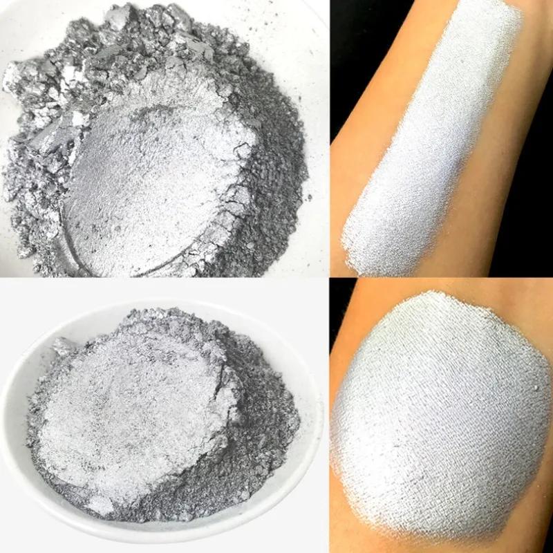 50g/ Bag 1200/800 Mesh Ultra-fine High-gloss Silver Powder Watercolor Pigment Metal Crafts Stone Decorative Art Model Paint