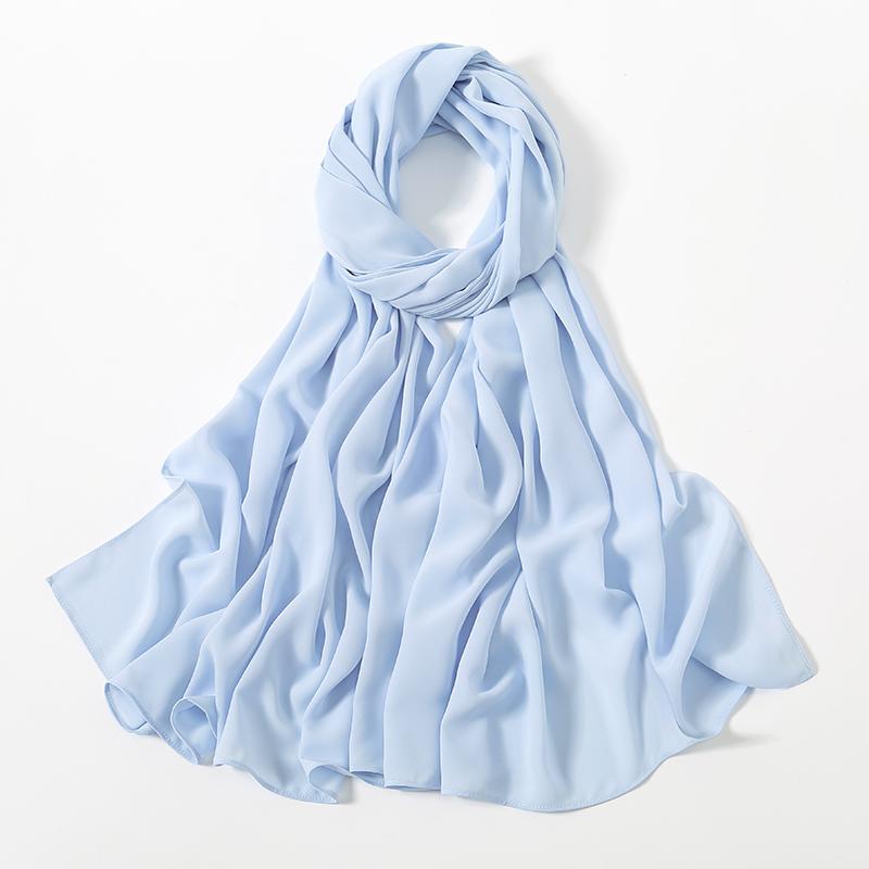 Женский тяжелый шифоновый хиджаб-шарф Премиальный шифон Мусульманские хиджабы Однотонный Хорошая строчка Макси обертывание Однотонный Мусульманский женский шаль