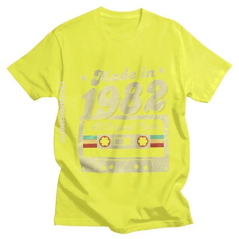 Mens Graphic Print Cotton T-Shirt 1982 Born Streetwear Tee Casual Short Sleeve