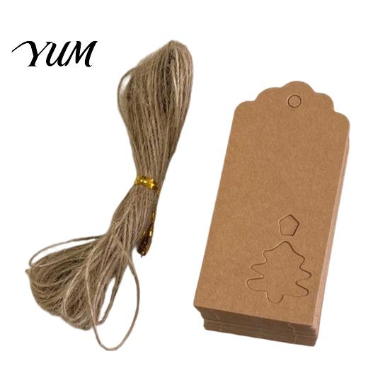 Blank Tags for Writing 100Pcs Paper Thank You with String, Rectangular Gift Tags, Pre-Punched Decorative Labels Wedding Favors Hole Hanging Party and