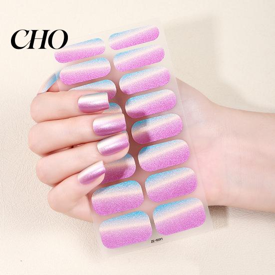 Home Manicure Decals Glitter Nail Polish Strips with File Easy Apply Remove Self Adhesive Women Art Full Sticker DIY Decoration Wrap Peel Stick Nails