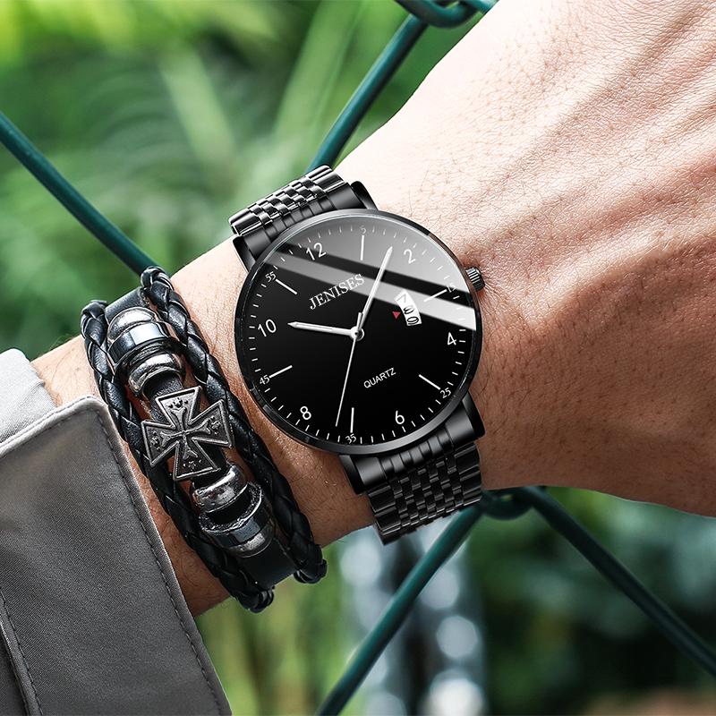 LOUIE JUELEN Elegant Mens Watch Men's Alloy Stainless Steel Quartz Watch 40mm 3BAR Waterproof Luminous Leather Simple Luxury Wristwatch