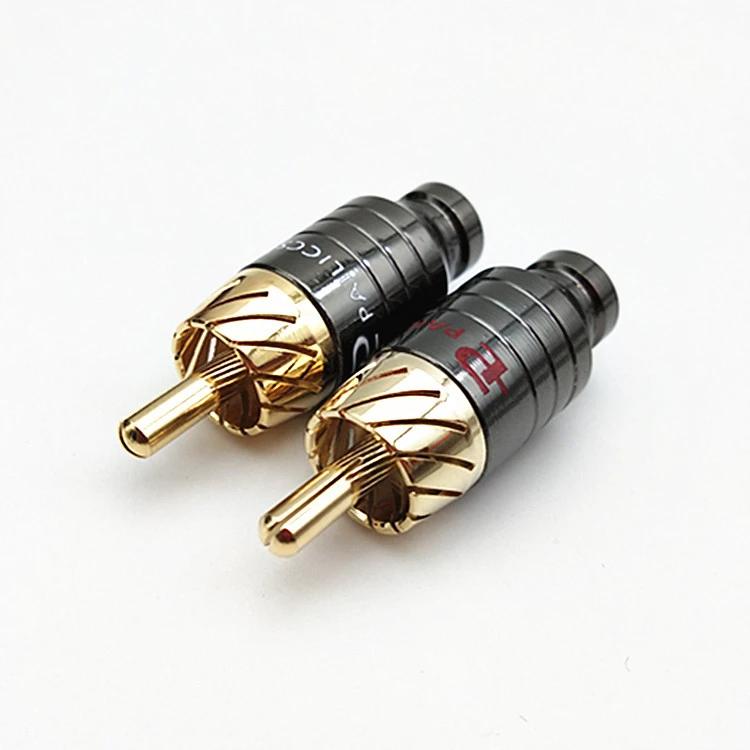 Четыре штуки Роскошный Паяльный RCA Штекер Разъем Разъем Динамика Аудио Выход/Вход Адаптер Штекер Позолоченный Разъем для Наушников