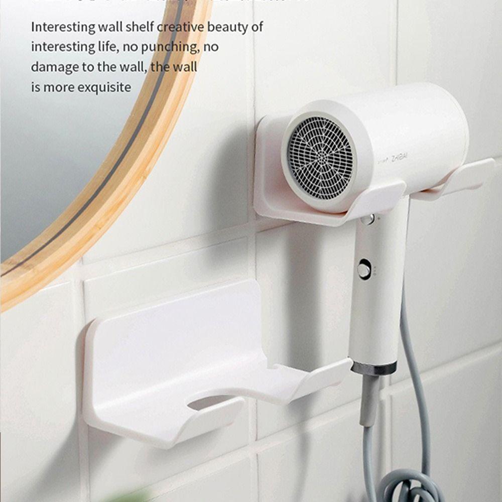 Аксессуары Держатель для фена Сушилка для волос Подставка для хранения Пластиковая полка для хранения Самоклеящиеся полки
