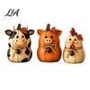Autumn Harvest Wooden Table Decor 3PCS Rustic Ornaments, Animal Designs Retro Desktop Fall Party Distressed Farmhouse Crafts, Decorative Handmade