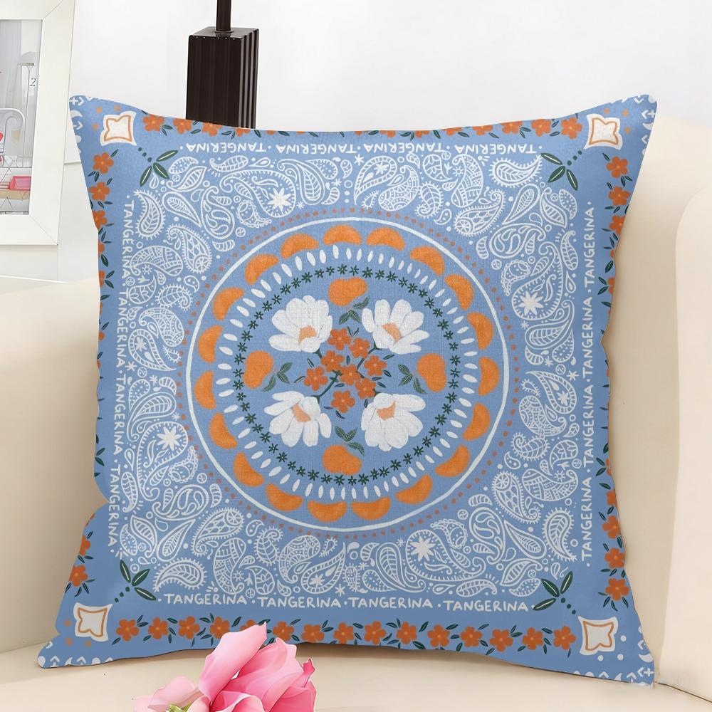 Simple Retro Cushion Cover Natural Linen Organic Fabric DoubleSided Printing Couch Pillow Covers Home Decor