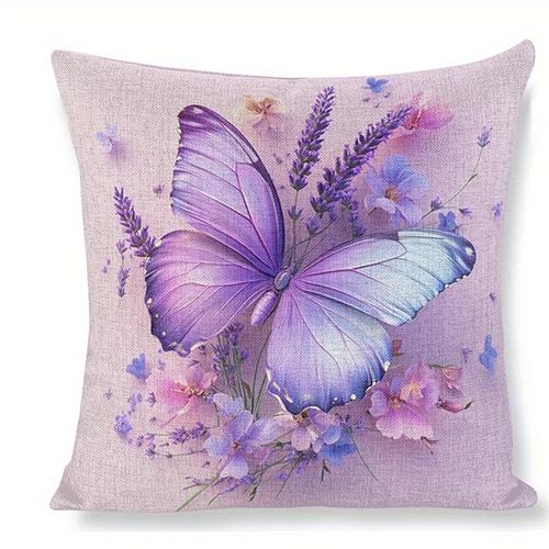 Декоративная наволочка с лавандовой бабочкой, ультрамягкий полиэстер, для дивана в гостиной, спинки, автомобильная наволочка, украшение для дома