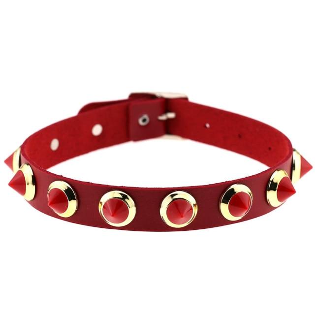 Панк-готический красный воротник-чокер из искусственной кожи, сексуальный ремешок на шею, ожерелье на ключице для женщин и мужчин, ювелирные изделия, готические аксессуары