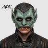 Half Face Vampire Mask Green Halloween Mask, with Pointy Ears & Sharp Teeth, Retro Soft Foam Distressed Party Lightweight PU for Scary Costume Parties
