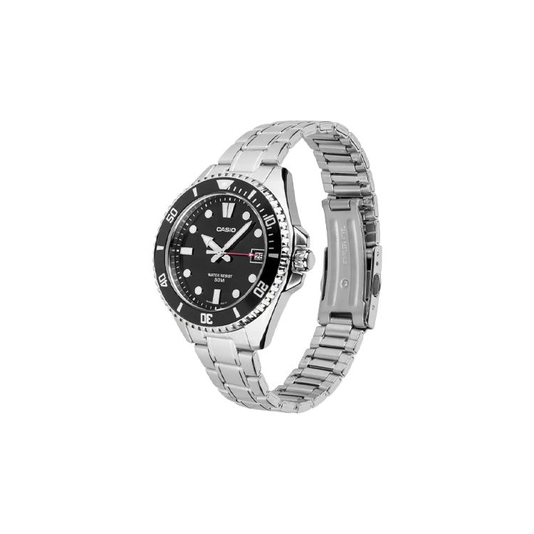 Casio Серия MDV-10D 50M Водонепроницаемые Повседневные Кварцевые Часы с Ремешком из Нержавеющей Стали Женские Часы Черные MDV-10D-1A1V
