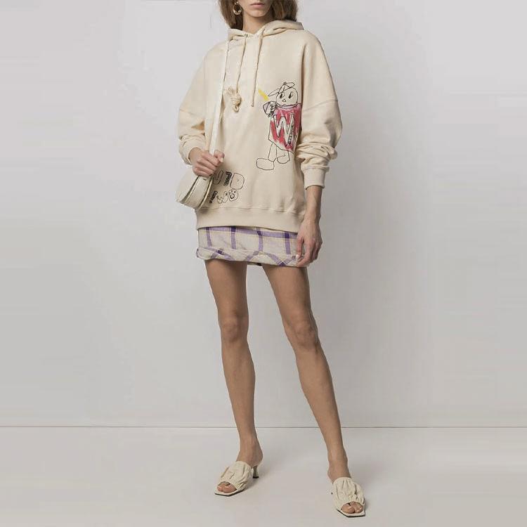 We11done Graffiti V2 Hoodie Beige Unisex Tops Cream WD-TH0-21-529-U-BG