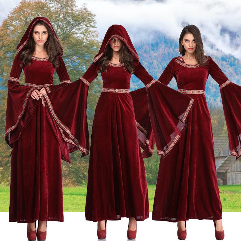 Medieval Halloween Costume Victorian Costume Dress Renaissance Wine Red Dress