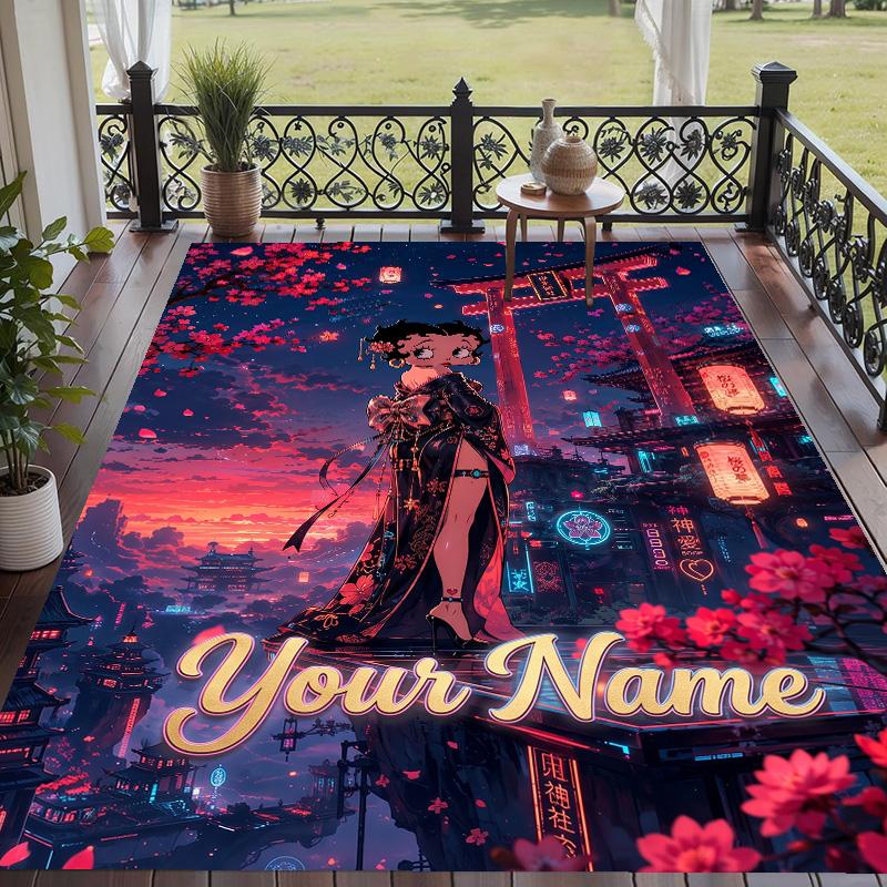 Custom Text Betty Boop Pattern Floor Rug Soft Indoor Carpet Mat Living Room Bedroom