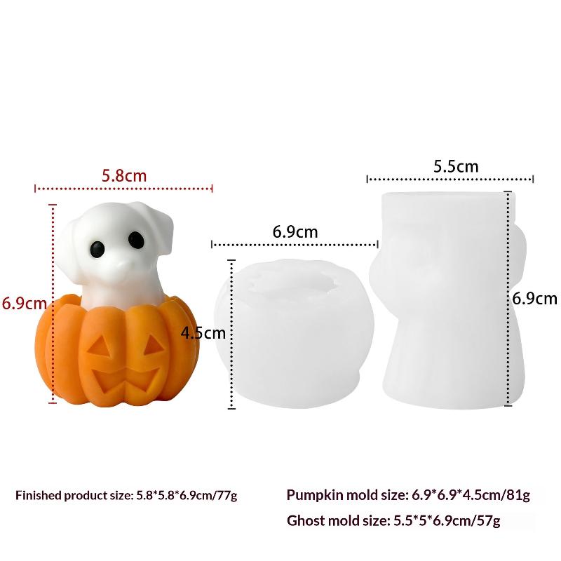 DIY Halloween Candle Silicone Mold Cute Ghost Puppy Cat Pattern Reusable for Handmade Craft Halloween Party Decor Gift