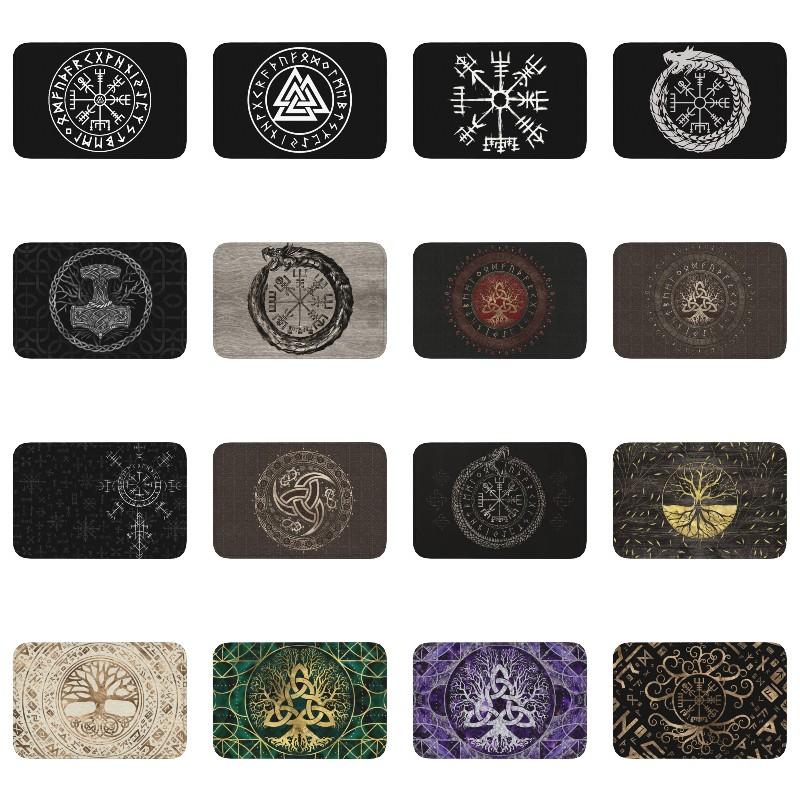 Viking Odin Valknut Runes Front Door Floor Entrance Mats Norse Vikings Valhalla Kitchen Bathroom Doormat Garage Carpet Rug