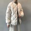 Осенне-зимнее однобортное пальто Женская мода Однотонная теплая стеганая куртка С длинным рукавом Круглый вырез Пальто Женский повседневный наряд