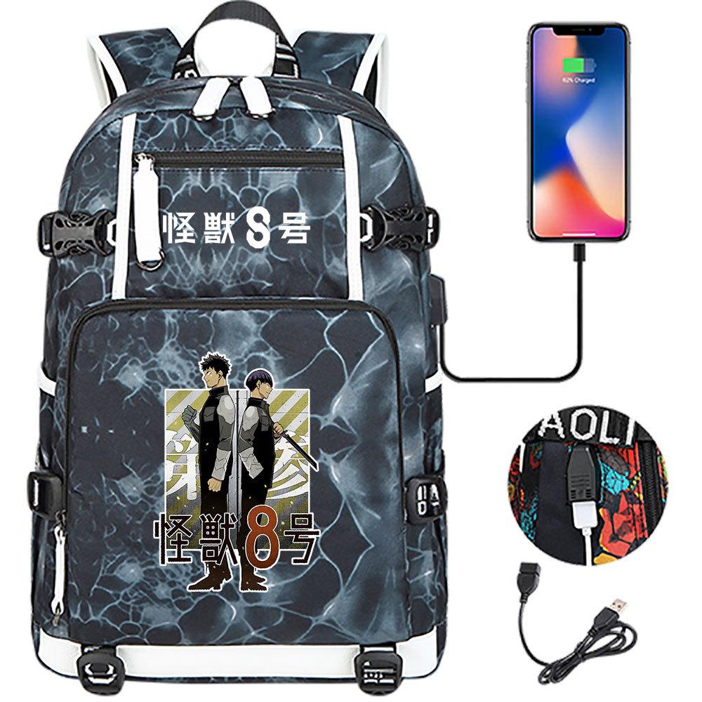 Kaiju 8 Printed USB Port Teen Student Backpack Casual Large Capacity Travel Daypack