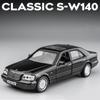 1/32 Benz W140 Классическая игрушечная модель автомобиля из литого сплава Миниатюрная со звуком и светом Инерционный механизм 1:32 Коллекция Подарок для Мальчика Малыша