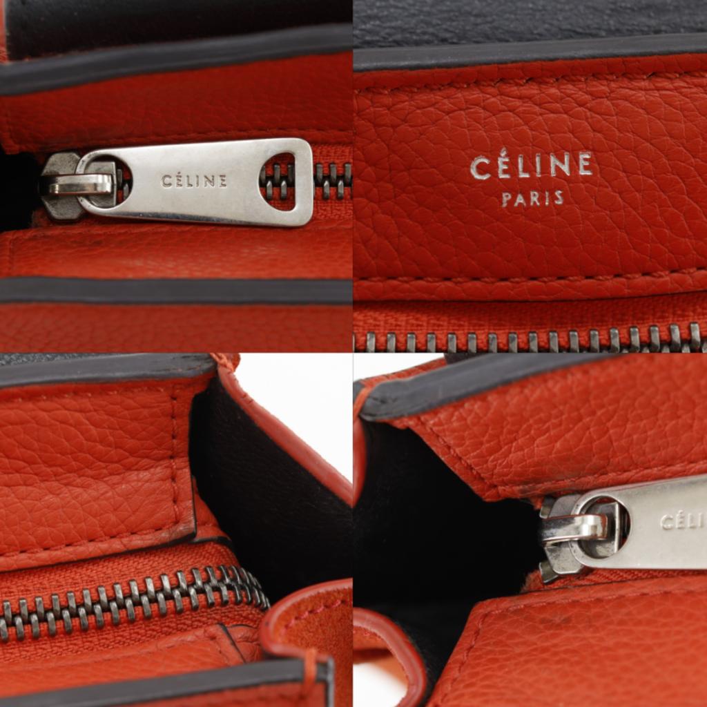 CELINE Trapeze Medium Handbag S-SN-0112 2WAYShoulder Orange leather Women Used