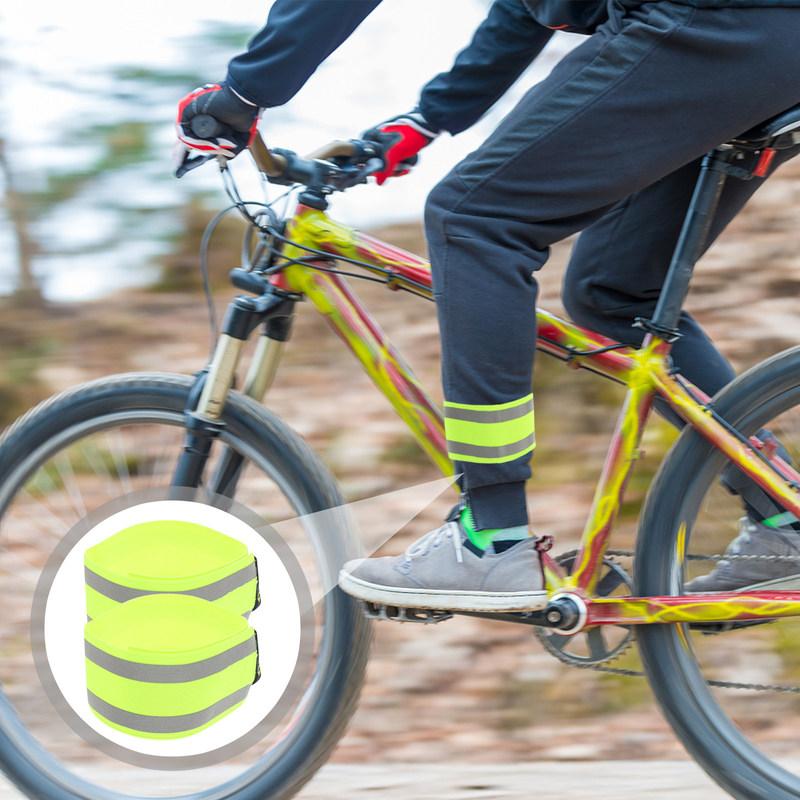 2Pcs Reflective Leg Strap Outdoor Safety Band Adjustable Running Wristband High Visibility Fluorescent Bracelets Cycling