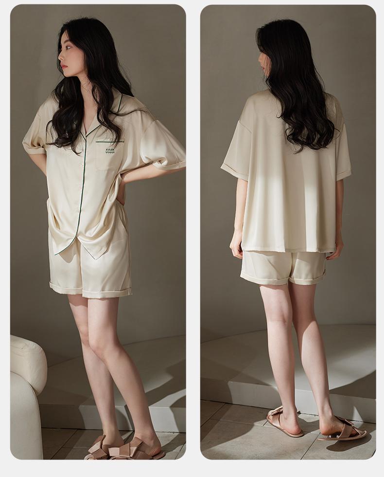 Xuan Liang Pajamas Women's Summer Thin Ice Silk Short sleeved Shorts Summer Cooling Simulation Silk Large Home Furnishing Set