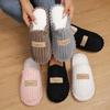 New Simple Cotton Shoes for Women's Home Use, Furry Open Shoes for Warmth, Spring and Autumn Slippers