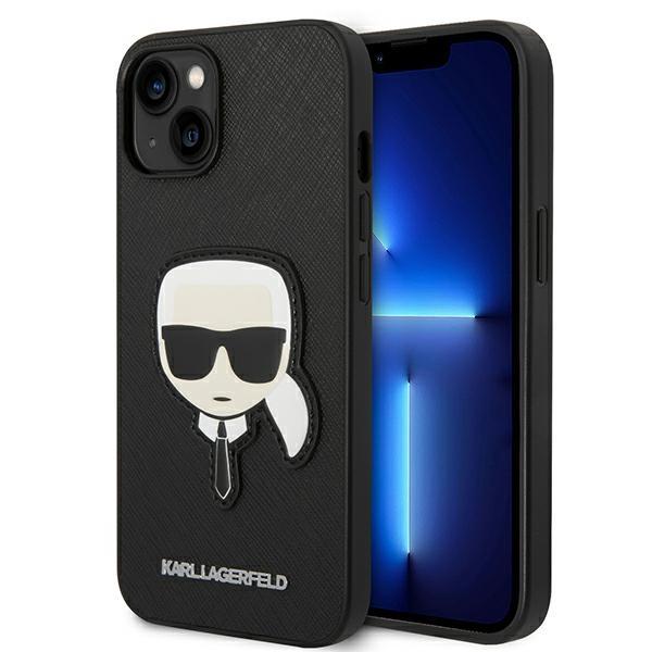 Etui do iPhone 14 Plus Karl Lagerfeld Saffiano Karl's Head Patch Czarne