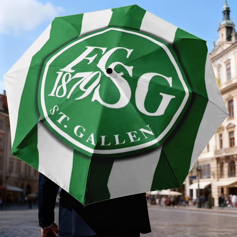 Saint Gall Green And White Heritage Umbrella Folding umbrella, automatic umbrella 8-Frame for Travel, camping Use Gift for Halloween Christmas