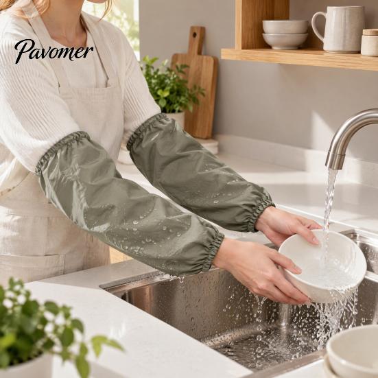 Reusable Sleeve Protectors for Cooking 2Pcs Waterproof Housework Sleeves, Kitchen Arm Elastic Cuff Oversleeves Water Resistant Sleeves Cleaning