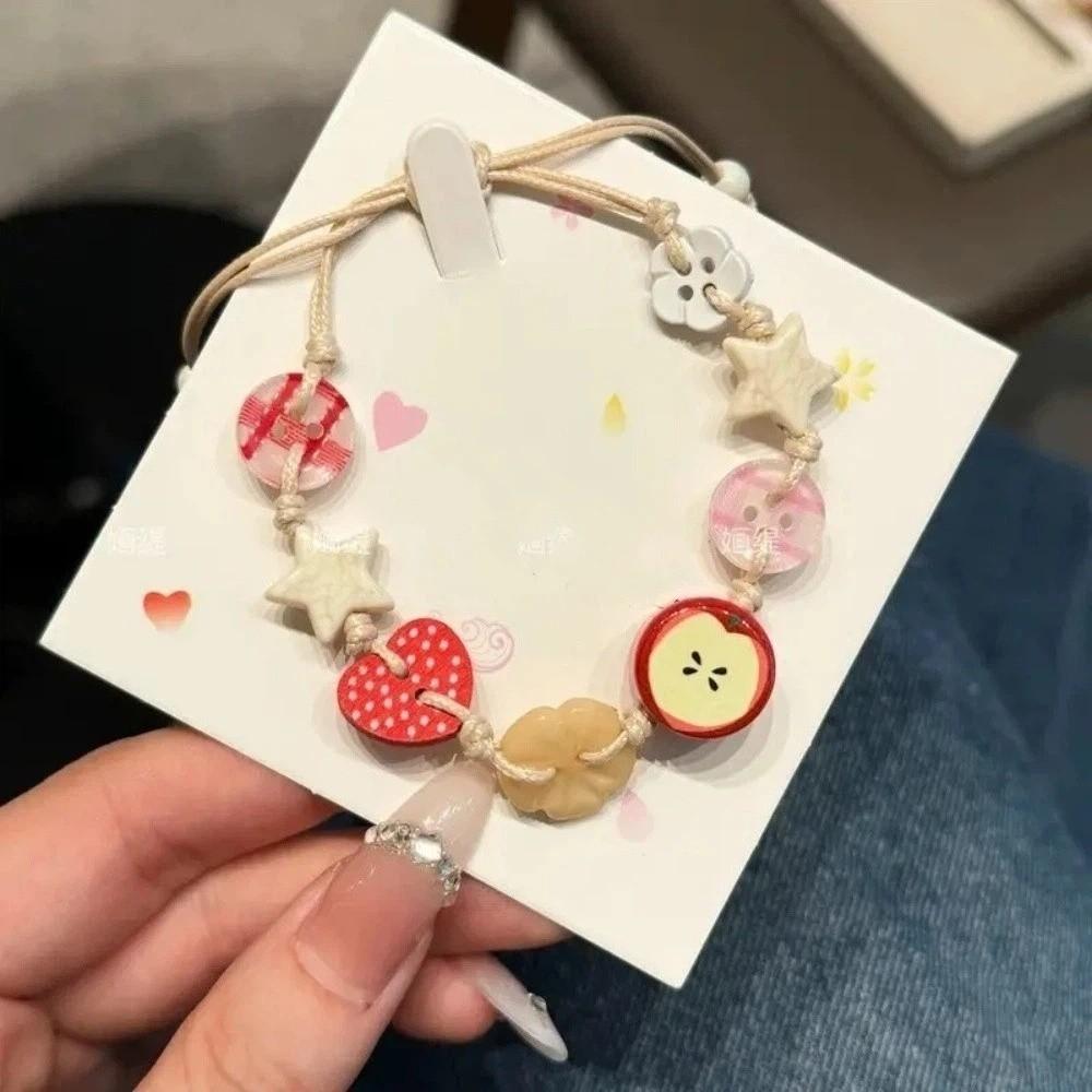 Vintage Resin Star Bracelet Lovely Cartoon Beads Hand Chain Fashion Adjustable Woven Bangle Women