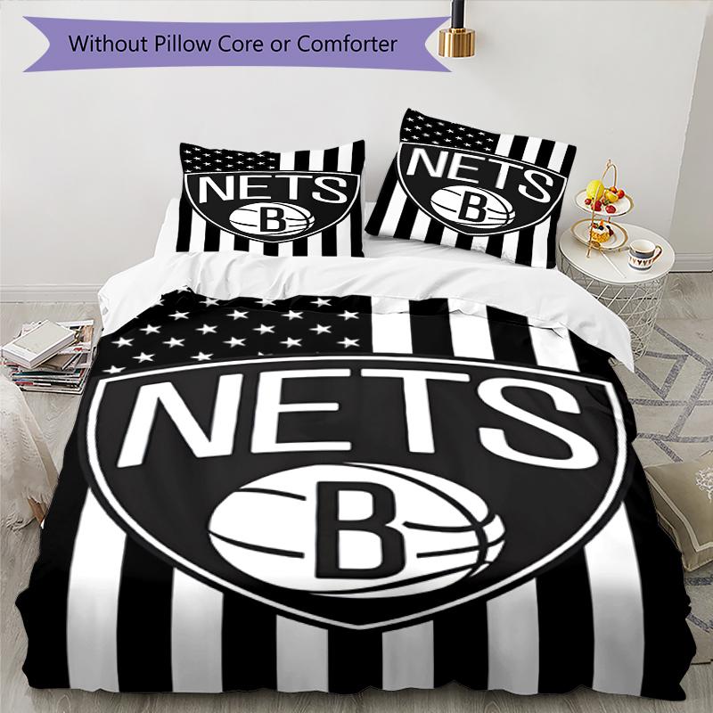 3pcs Brooklyn Nets Bedding Set Duvet Cover Closure Includes 1 Duvet Cover & 2 Pillowcases, Soft and Comfortable for All Seasons.