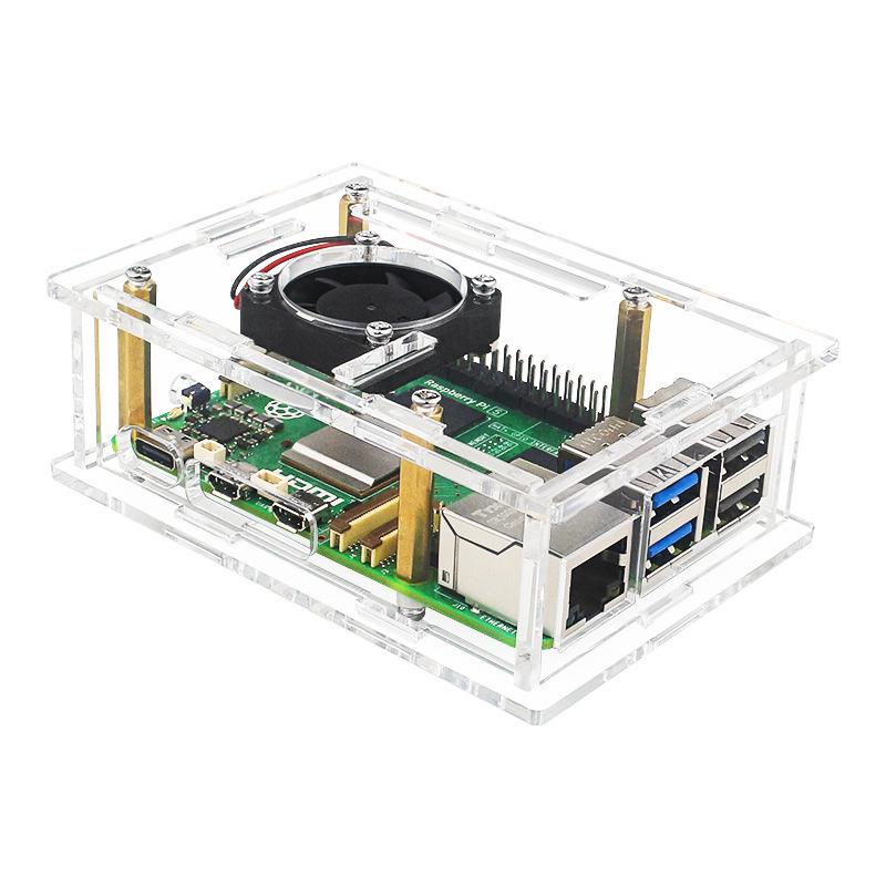 Акриловый корпус для Raspberry Pi 5 с вентилятором охлаждения