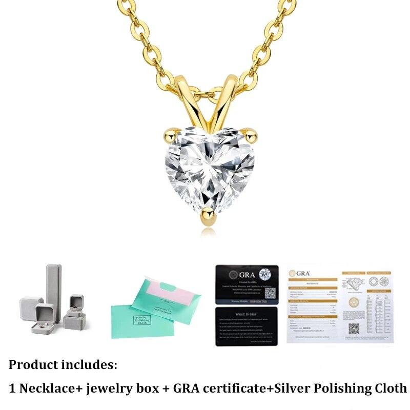New Real Moissanite Heart Pendant Necklace VVS1 D Color Pure S925 Sterling Silver Fine Jewelry Gift for Women