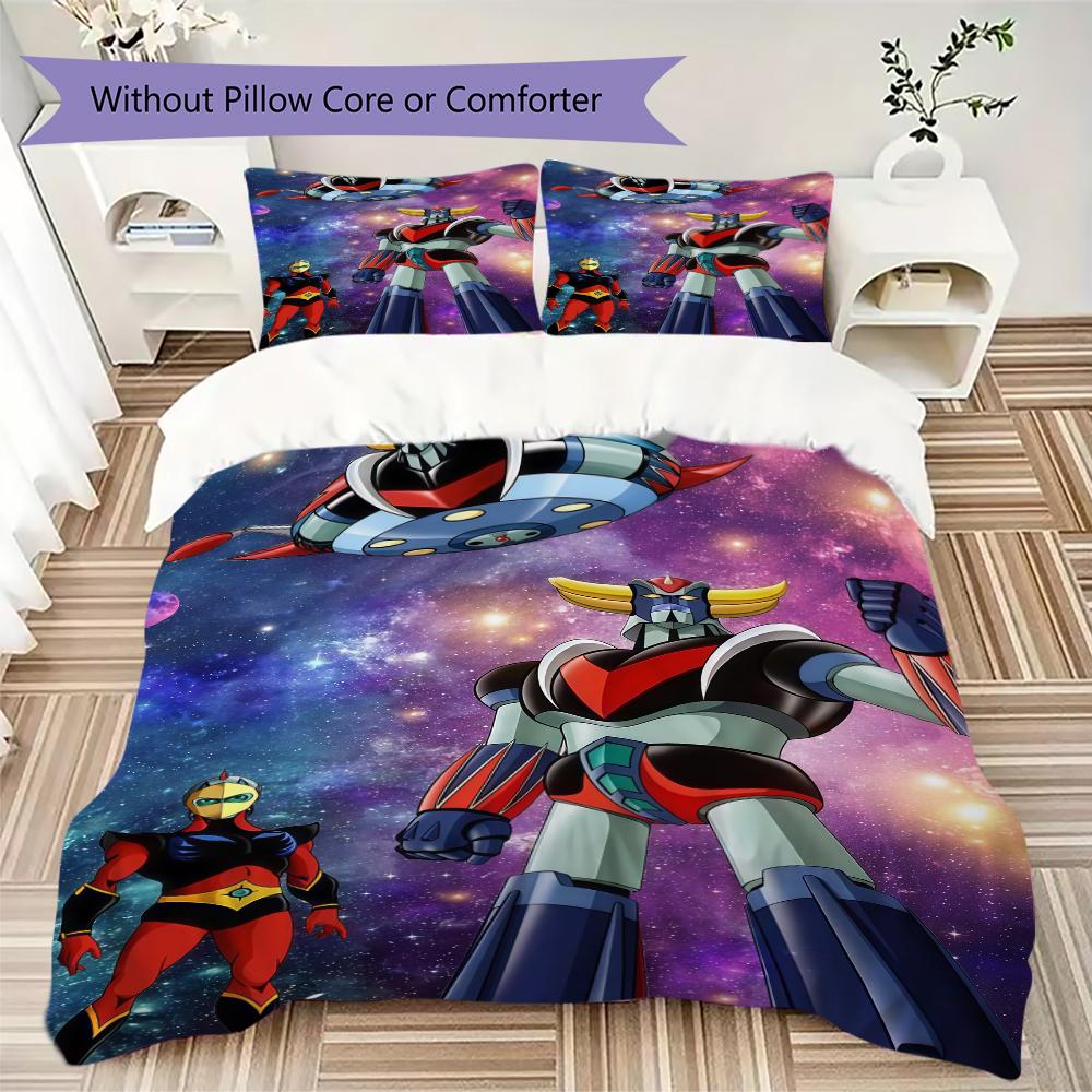 Grendizer Goldorak Pattern Bedding,Quilt Set Quilt Cover Pillowcase Home Birthday Gift(1 * duvet cover + 2 * pillowcase, without core)_lx