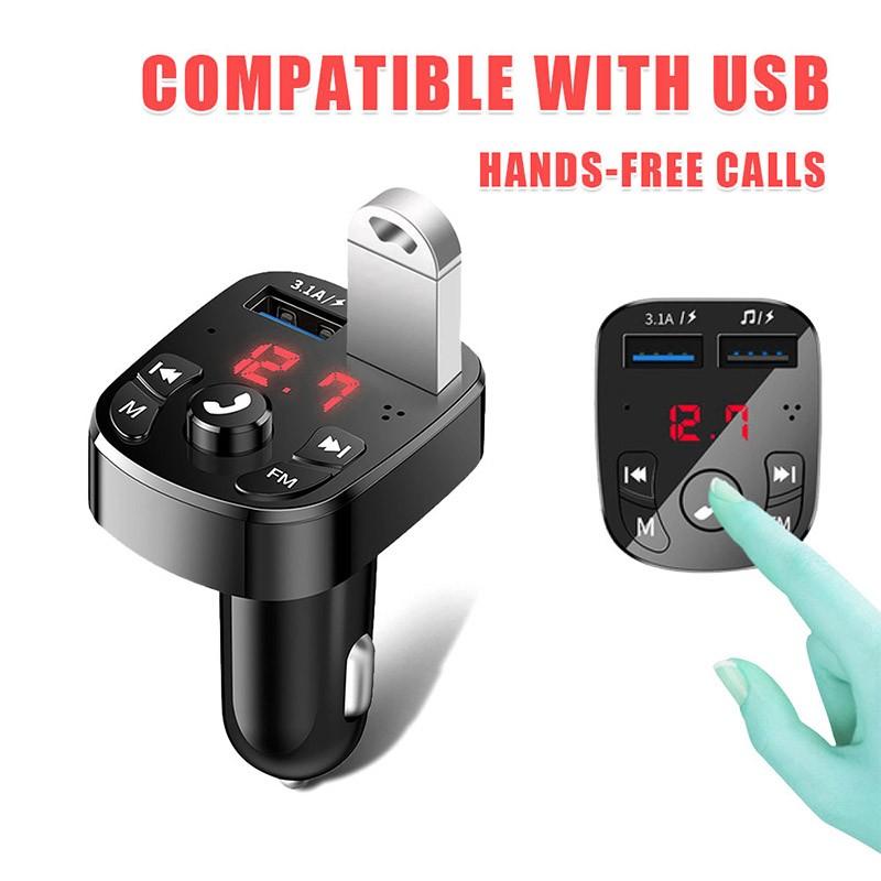 Беспроводной автомобильный комплект громкой связи Bluetooth FM-передатчик ЖК-дисплей MP3-плеер Двойное зарядное устройство USB QC 3.0