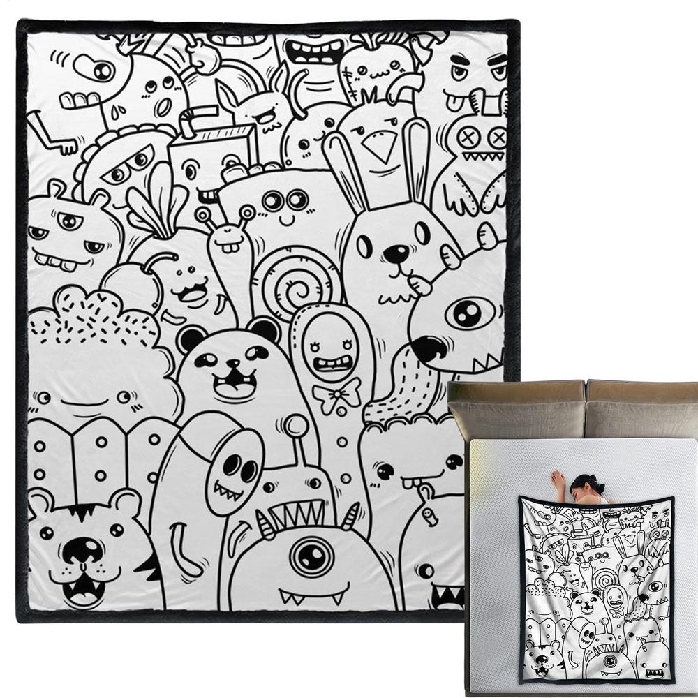 Coloring Blankets For Adults 59 X 50 Inch Soft Throw Quilt Washable DIY Blanket For Girls Teen Women Bed Winter Couch Birthday