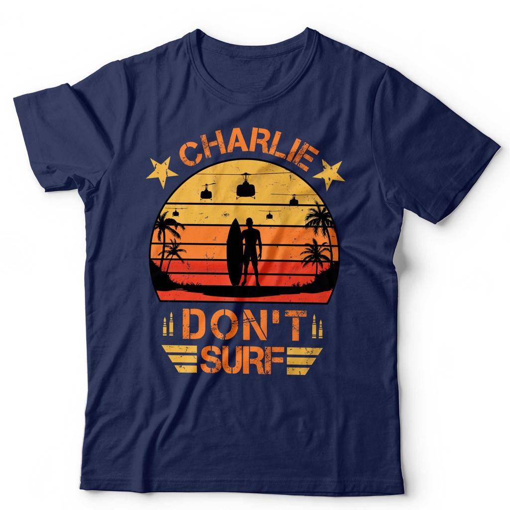 Футболка Charlie Dont Surf Ретро Война во Вьетнаме Апокалипсис Цитата из фильма Пляжная футболка