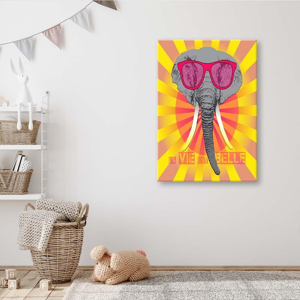 Canvas print, Elephant in glasses