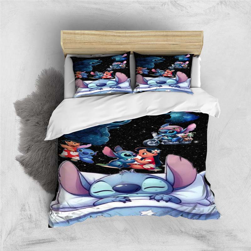 Mini Kawaii (Stitch) Bedding Set, Cartoon Duvet Cover and Pillowcases, Soft and Comfortable, Customizable.