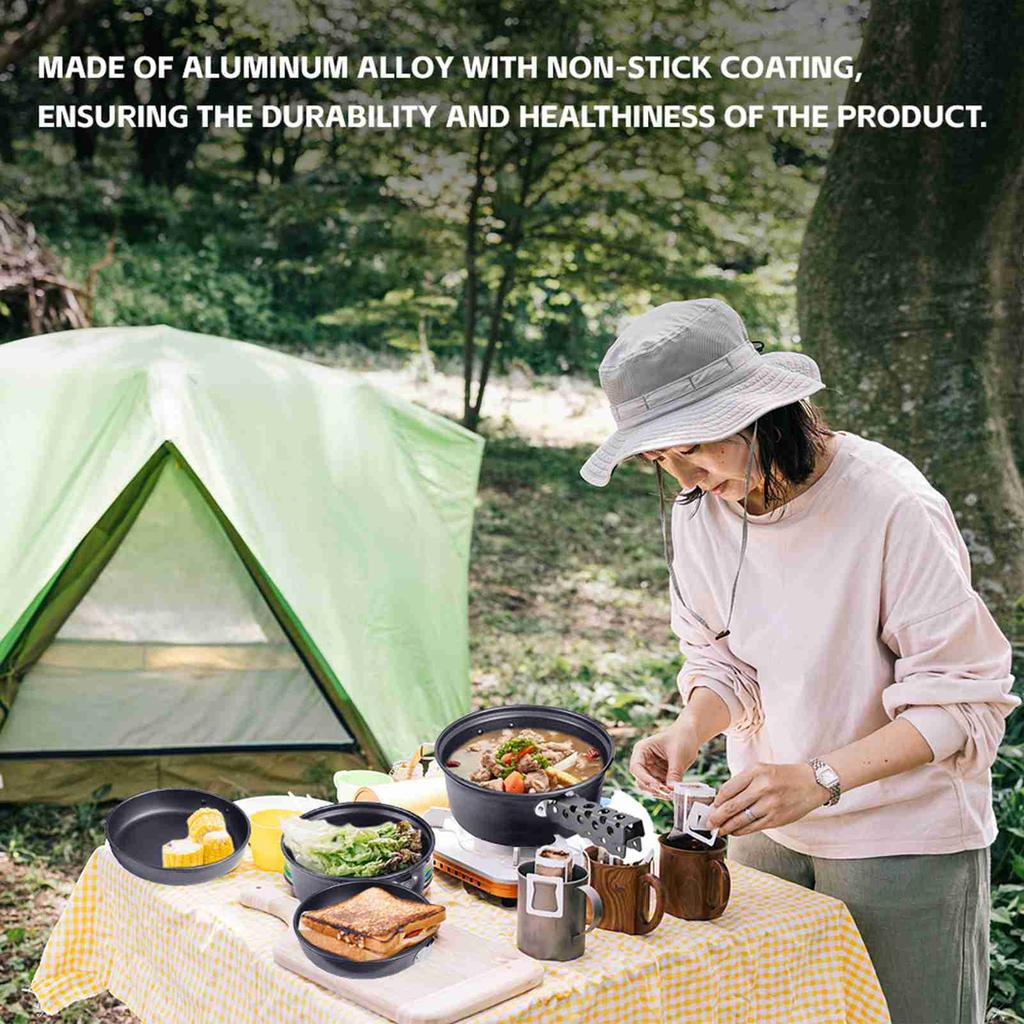 Camp Plates And Pans Sets Nonstick Backpacking Picnic Cooking Ultra lightweight Portable
