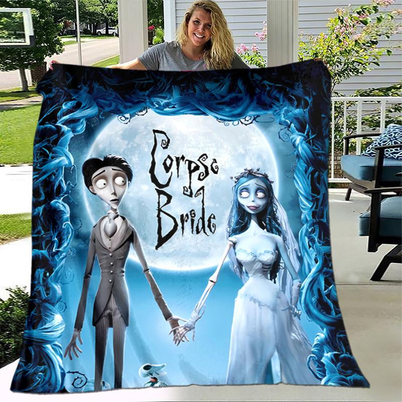 1pc Blanket sorrow love The Corpse Bride Print Design, Lightweight Blanket for Sofa, Bed- Soft &Warm, Gift for All Seasons like Christmas, Halloween