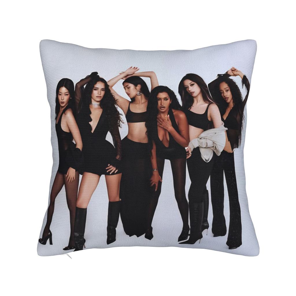New Kpop Style Girls Katseyes Pillow Cover Graphic Cushion Cover Funny Pillow Case For Chair Sofa Home Decor
