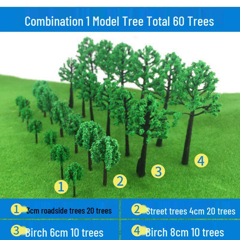 DIY Miniature Landscape Model Trees - Finished Set with Small Trunks