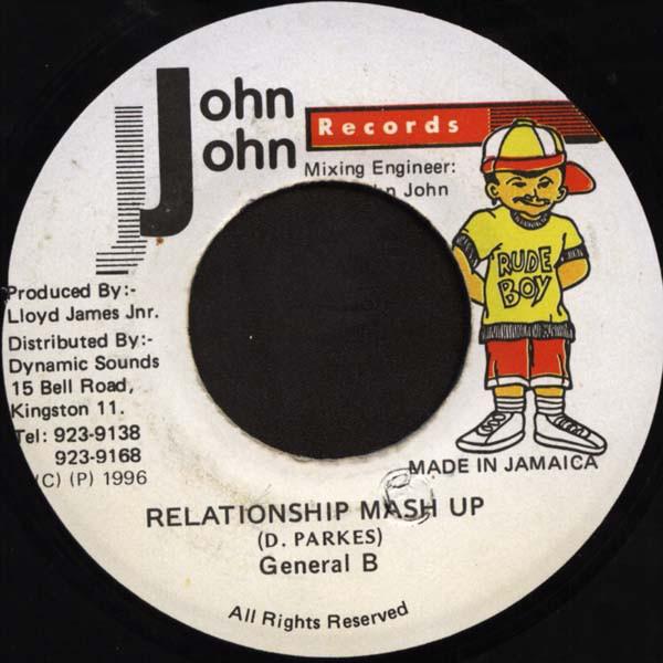 7-дюймовая пластинка GENERAL B - Relationship Mash Up NONE John John Recor 1996 Ямайка Регги, Ска и Даб Б/у