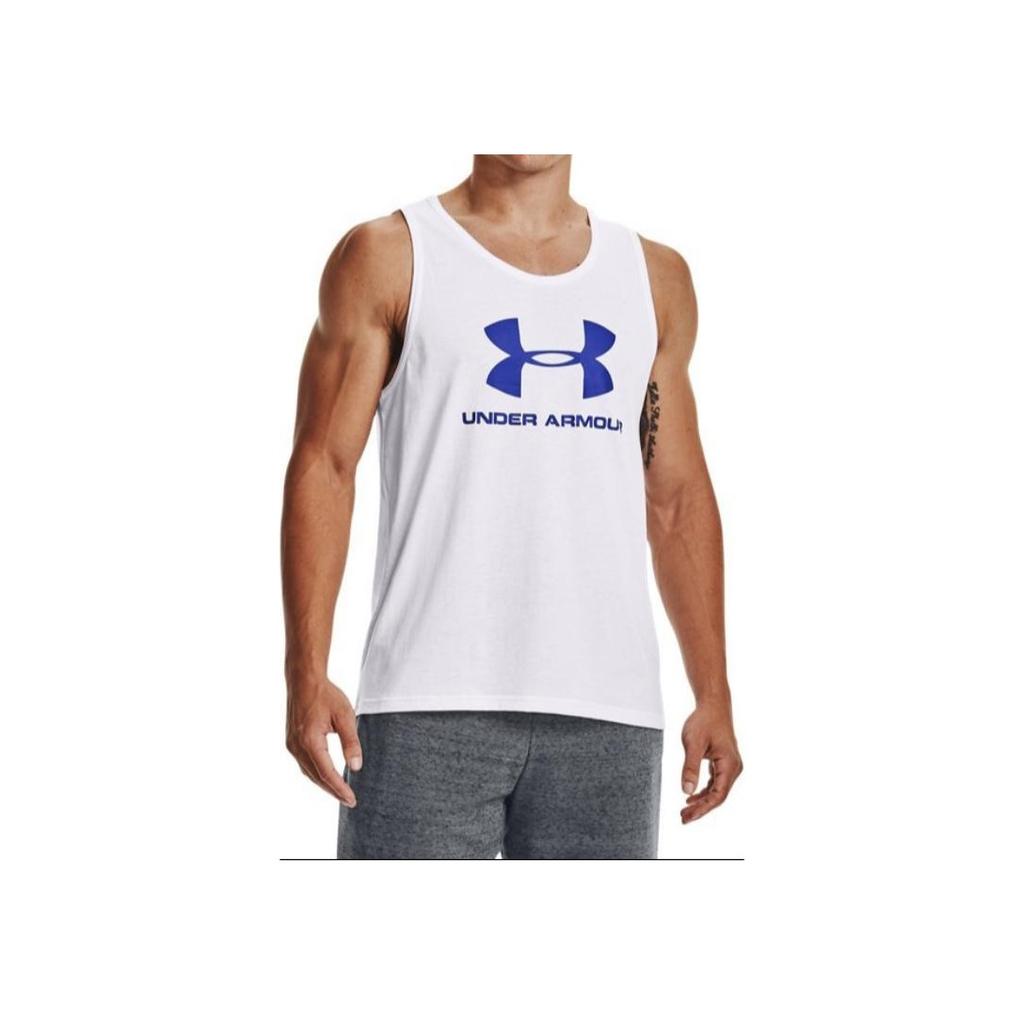 Under Armour Спортивный топ с принтом логотипа, свободный, для сухих тренировок, мужской, белый 1329589-102