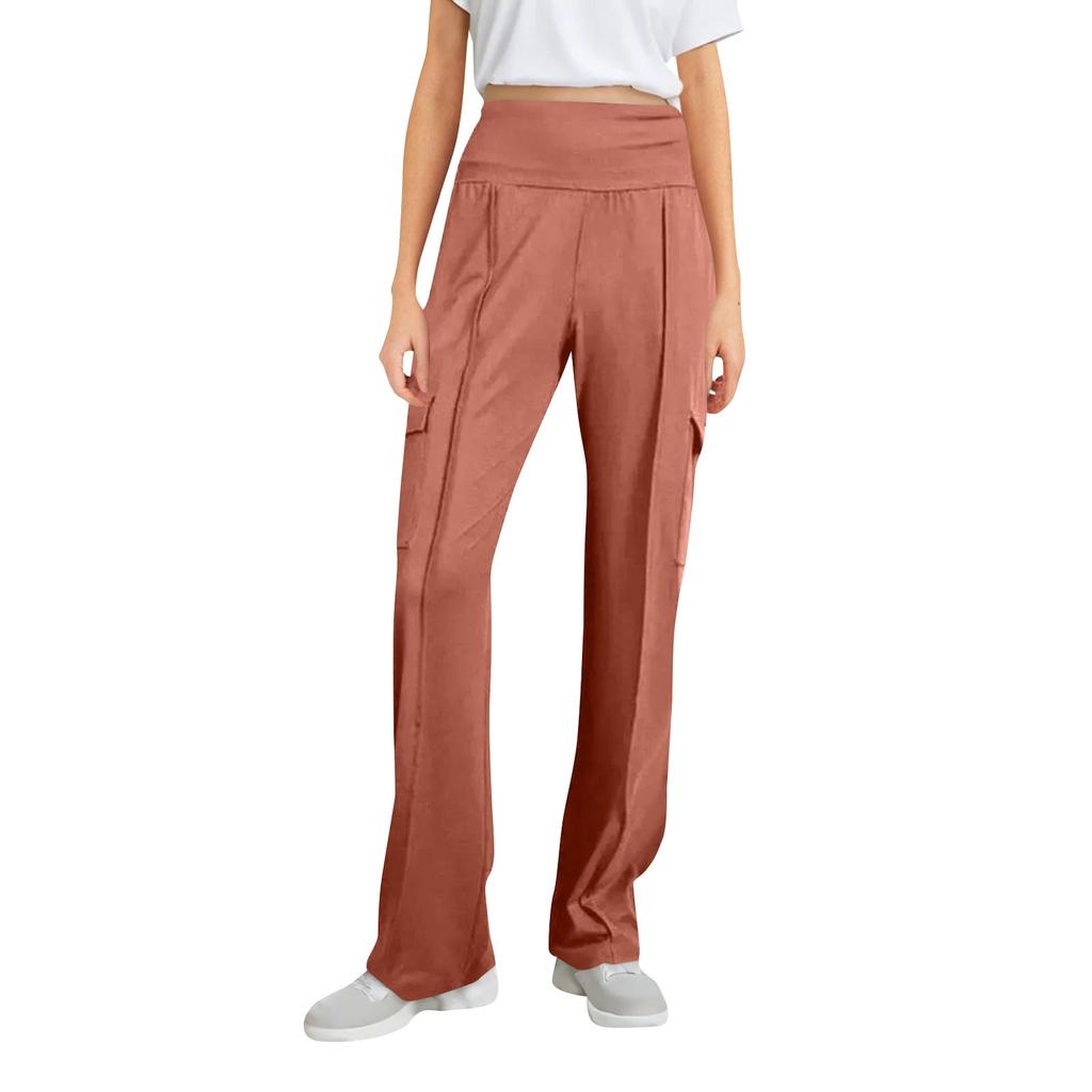 Женские однотонные повседневные спортивные брюки с карманами на поясе и несколькими карманами для женщин