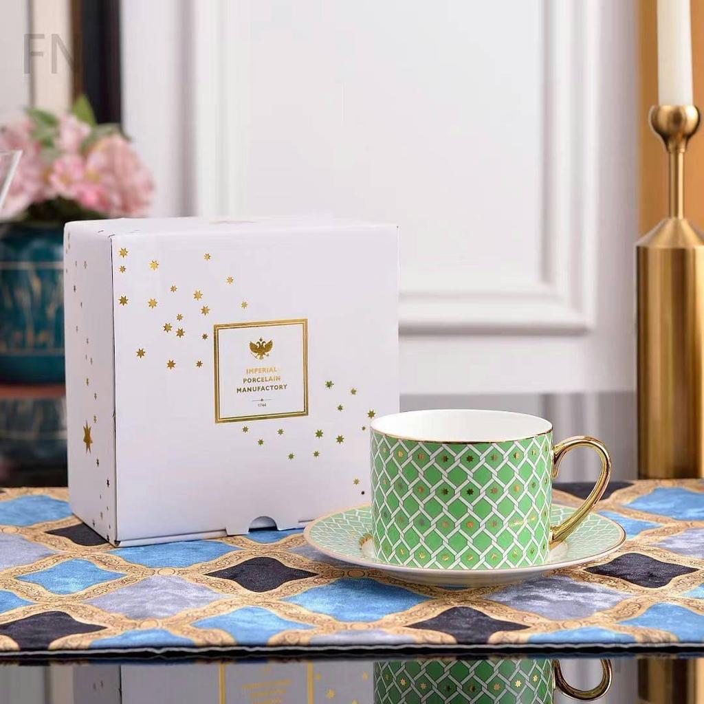 Russian Royal Bone China Coffee Cup & Saucer Set - European-Style Ceramic for Afternoon Tea