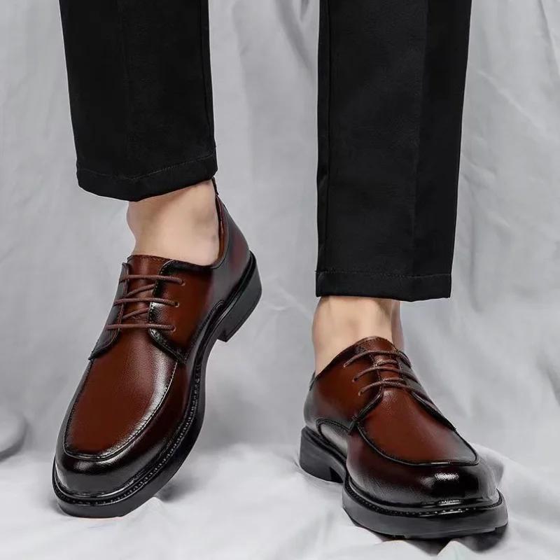 Натуральная Кожа Без Пошлин Настоящая Кожа Туфли Мужские Круглый Носок Весна Осень Социальная Обувь для Мужчин Повседневная Деловая Роскошный Дизайнерский