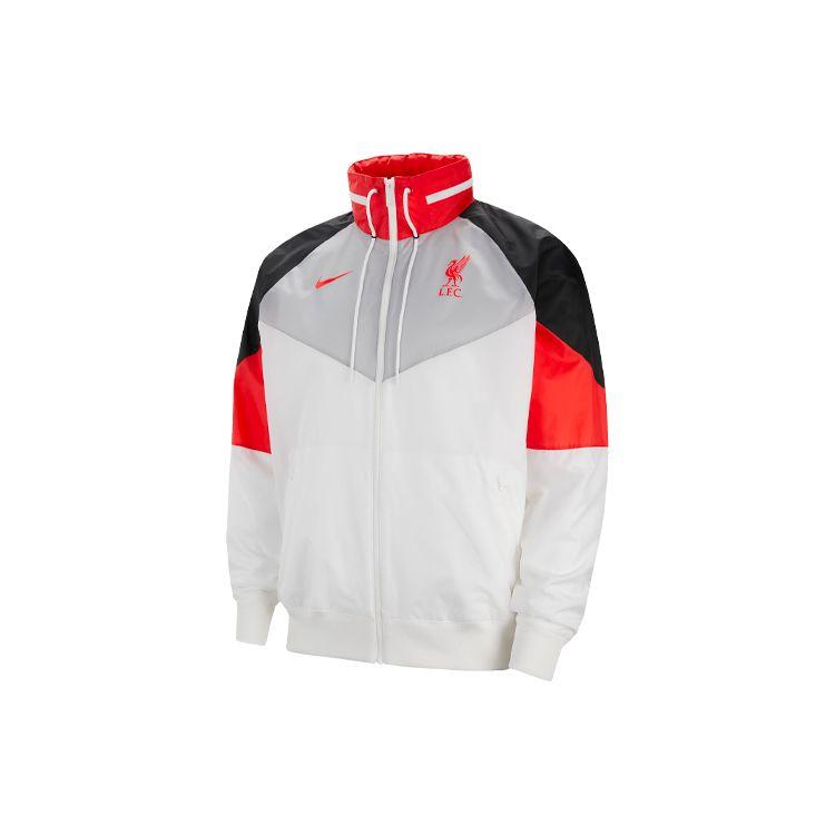 Nike Windrunner Liverpool Football Sport Лоскутная куртка с капюшоном Мужская верхняя одежда Белый CZ3417-100